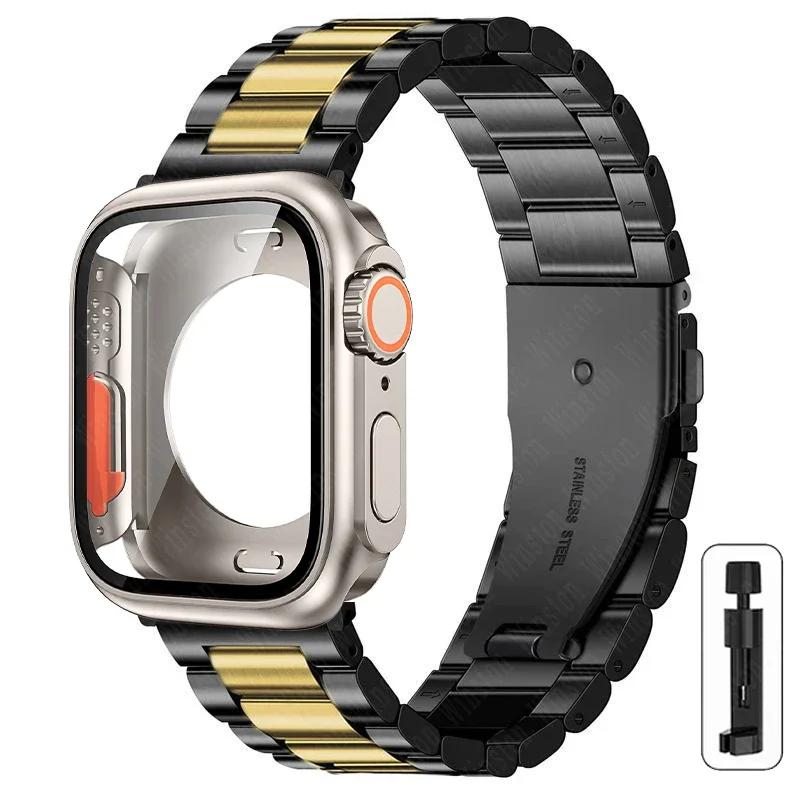 Change to Ultra Case+Band For Apple Watch 40mm 44mm 41mm 45mm Metal Stainless Steel strap for iWatch series Series 98 7 6 SE 5 4