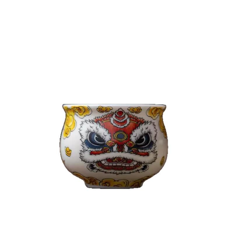 

Китайский танец льва Чайная чашка Традиционный керамический чайный набор Чашка для церемонии Гунфу Фу Подарок для любителей чая 60ML