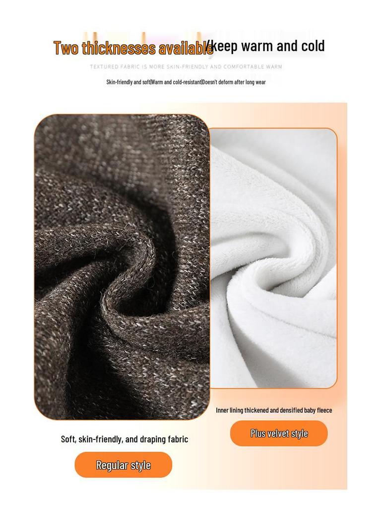 Autumn/Winter 2026 Women's High Waist Slim Fit Wide Leg Floor-Length Pants with Plus Velvet Cashmere.