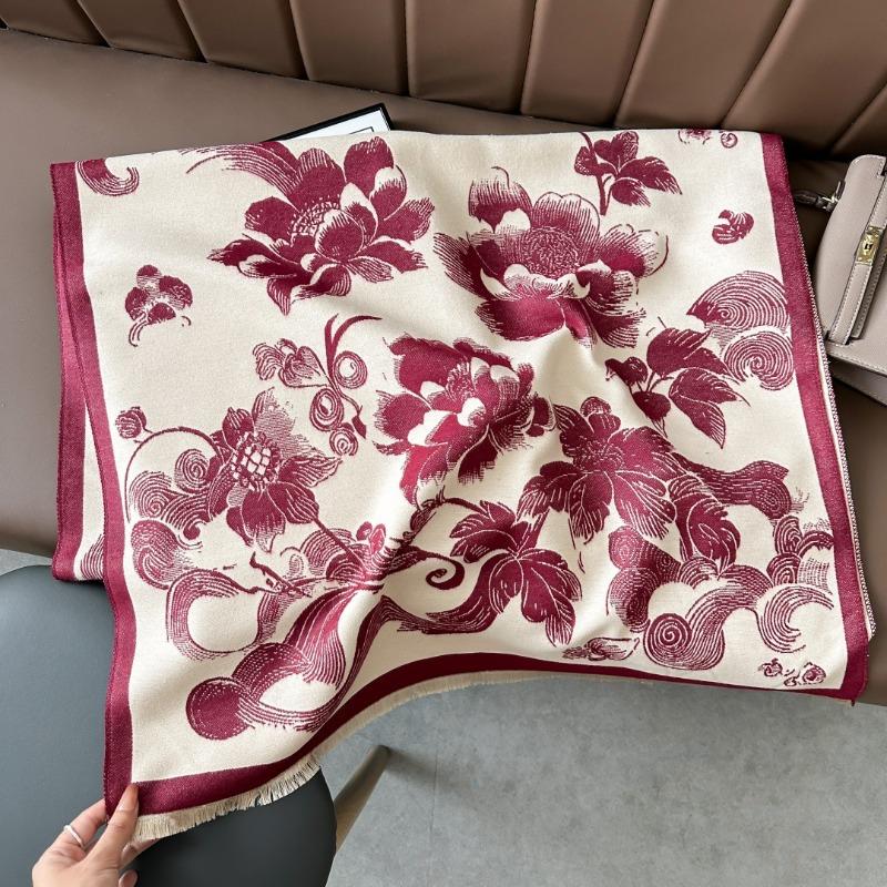 Retro elegant scarf women's winter high sense versatile imitation cashmere shawl thickened warm scarf
