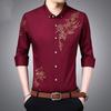 Spring Thin New Long-sleeved Shirt for Men's Printed Lapel Thin Iron-free Casual Business Large Size