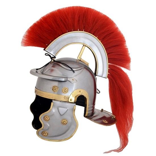 Römischer Helm Centurion mit rotem Federbusch