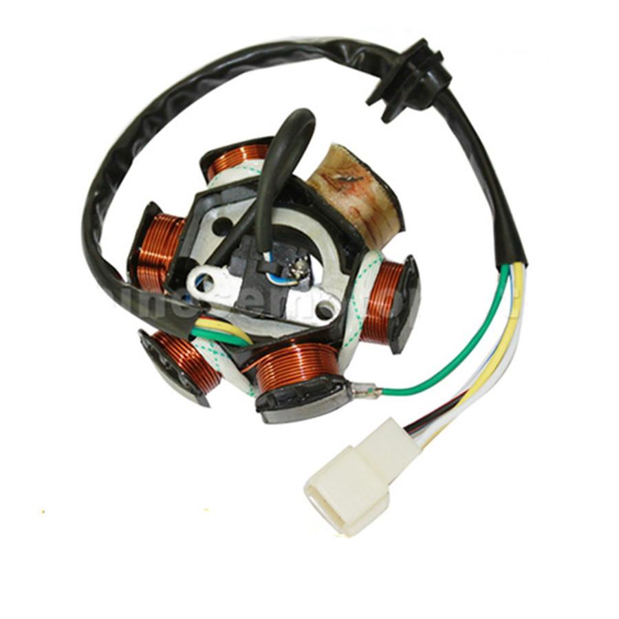 6 Poles 5 Wires Half-Wave Ignition Magneto Stator for GY6 70cc 90cc 110cc 125cc