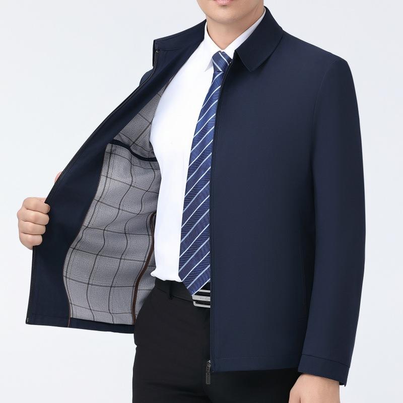 Business jacket men's spring and autumn middle-aged business casual civil servant leading cadre lapel thin jacket dad wear