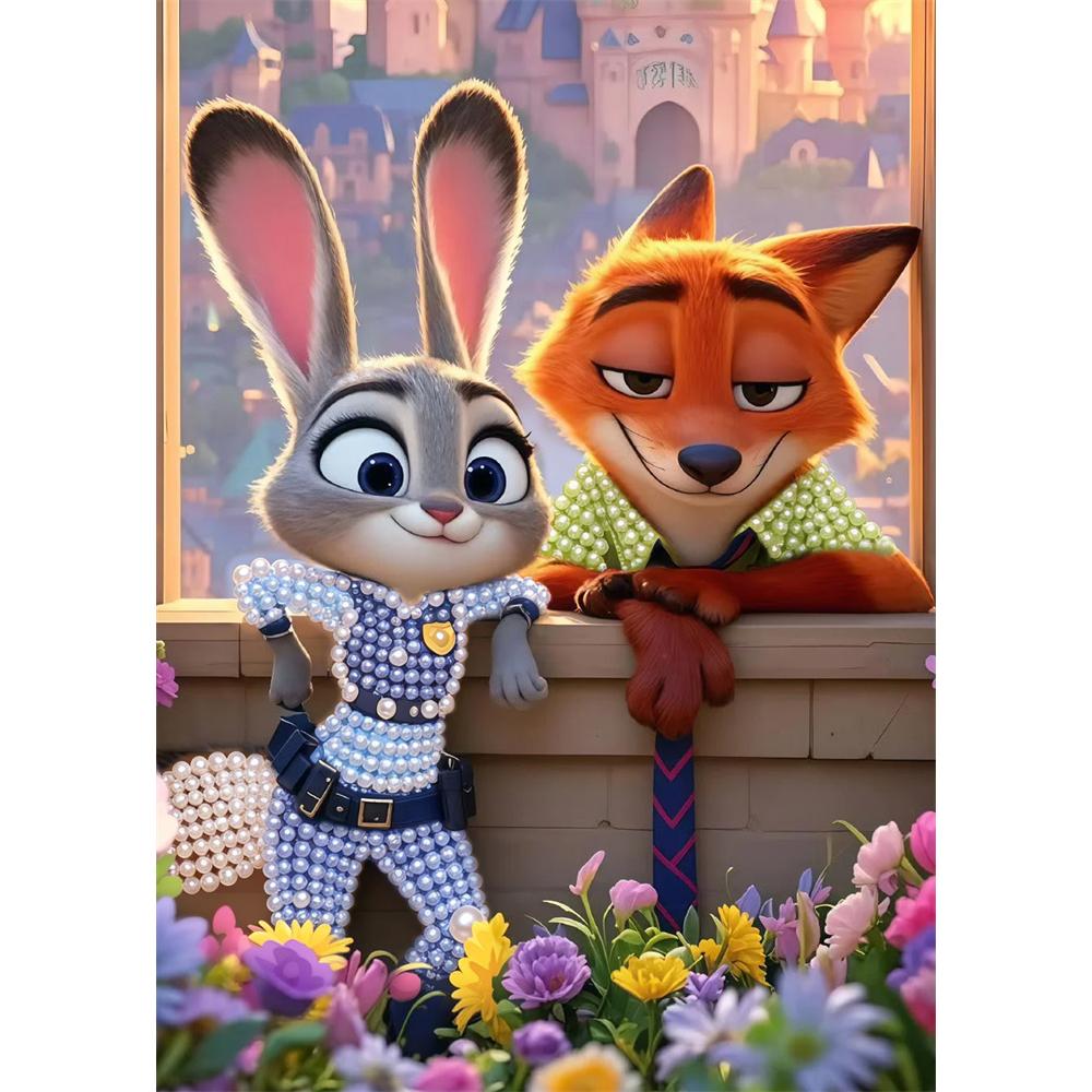 

Disney Pearl Painting DIY Zootopia Judy and Nick Pearl Art Painting Pearl Gem Painting, Home Wall Decoration Crafts 30x40