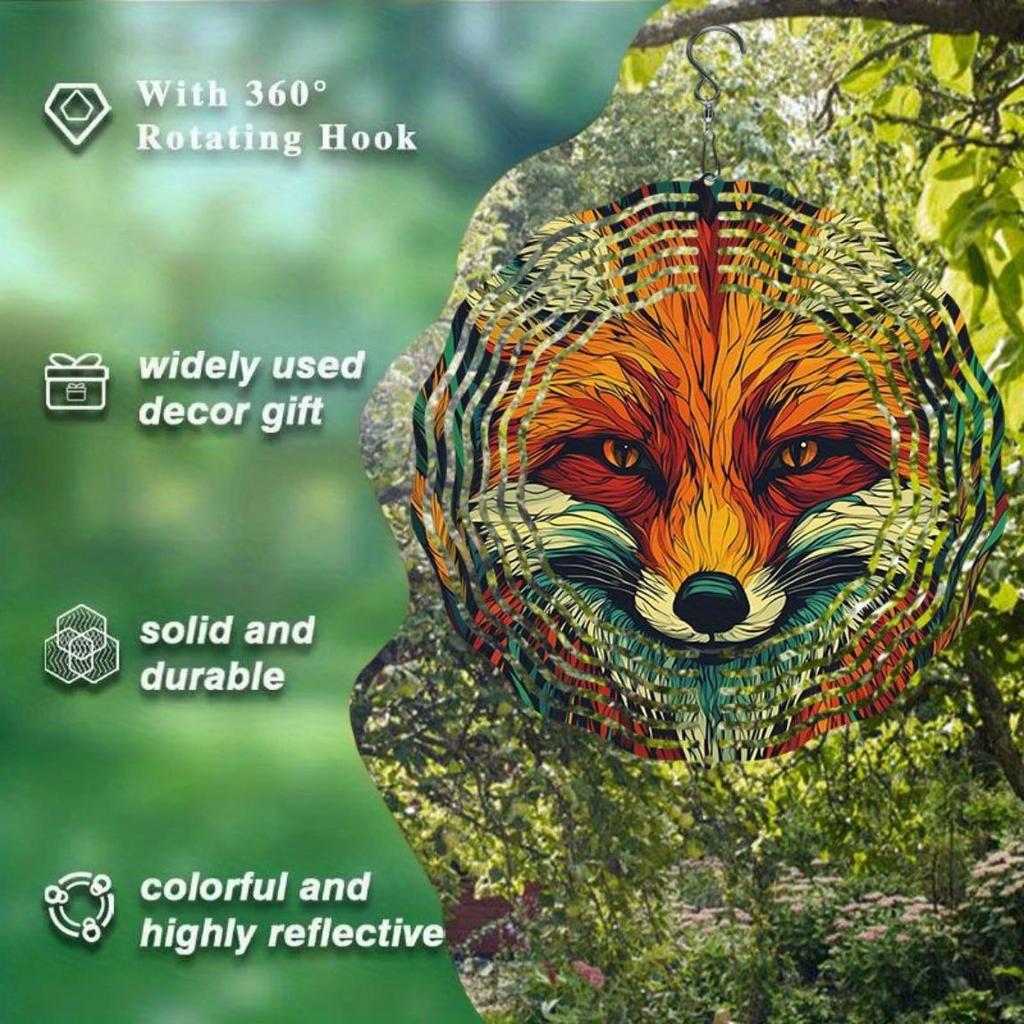 Garten Fuchs Muster Windspiel Außendekor Rotierendes Hängeornament für Thanksgiving Weihnachten Feiertagsgeschenk Heim Hof Dekoration