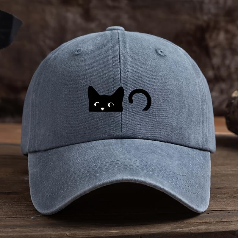 Unisex Black Cat Print Baseball Cap, Fashionable Duckbill Cap, Daily Casual Outdoor Sports