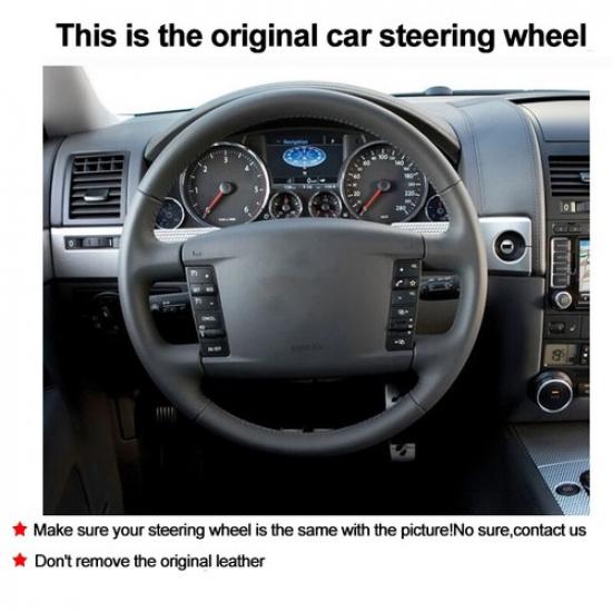 Hand Sewing Car Steering Wheel Cover For Volkswagen VW Touareg Phaeton 2002-2010