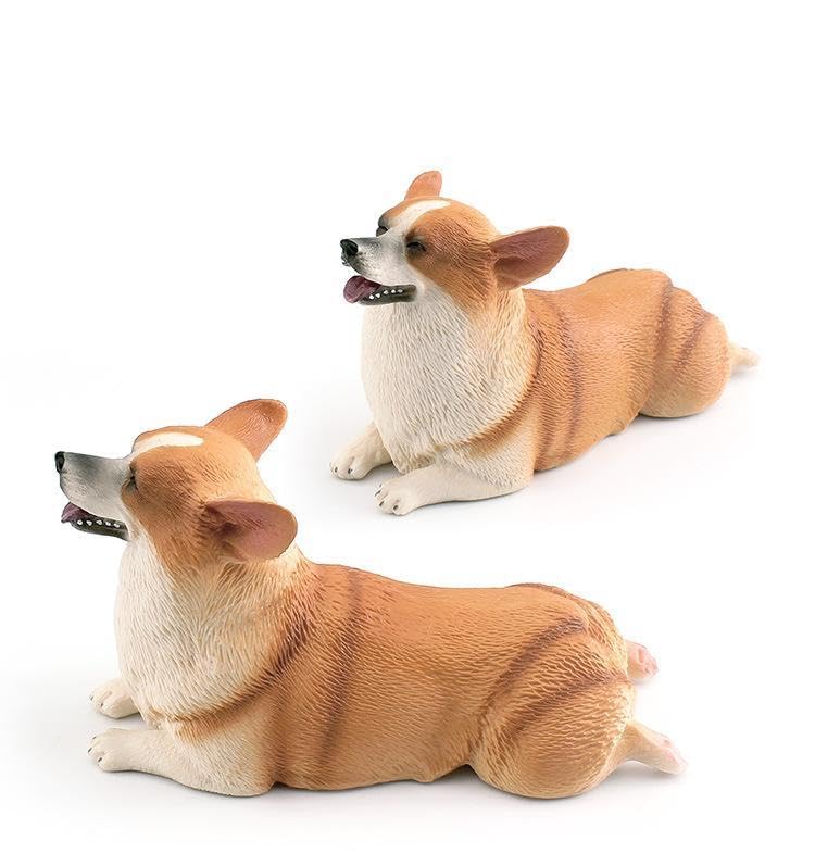 [Nekogamiyama] Corgi Dog Sitting Pose Figurine Ornament Model Interior Collector's Model