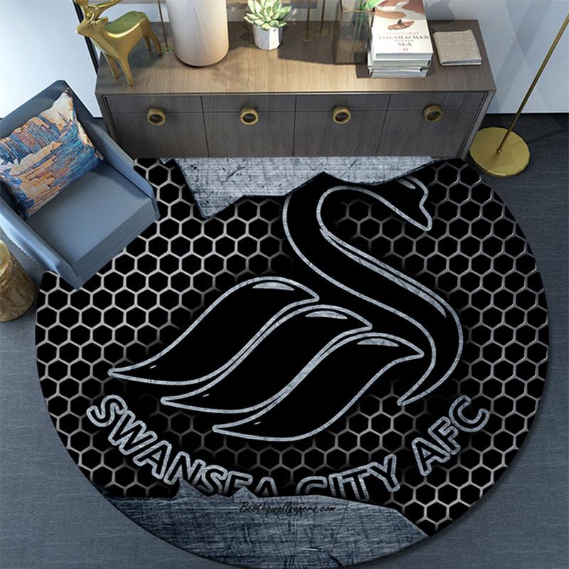 Swansea City logo pattern round rug,Carpet Rug for Living Room Bedroom Playroom ,Non-slip Floor Mat,Holiday Gifts and Birthday Gifts.
