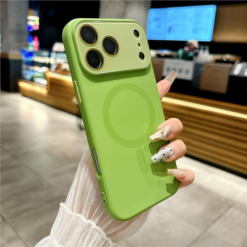 Magnetic Window iPhone 17 Case, Solid Color Liquid Skin Feel, Soft Drop-Proof Cover for Apple 16 Pro Max