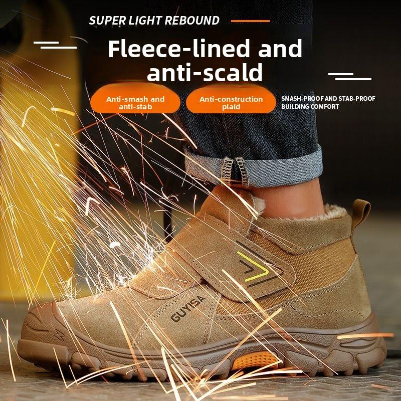 High Quality Safety Shoes Fleece-lined Thickened Warm Steel Toe Security Boots Winter Work Boots Construction Work Shoes36-48