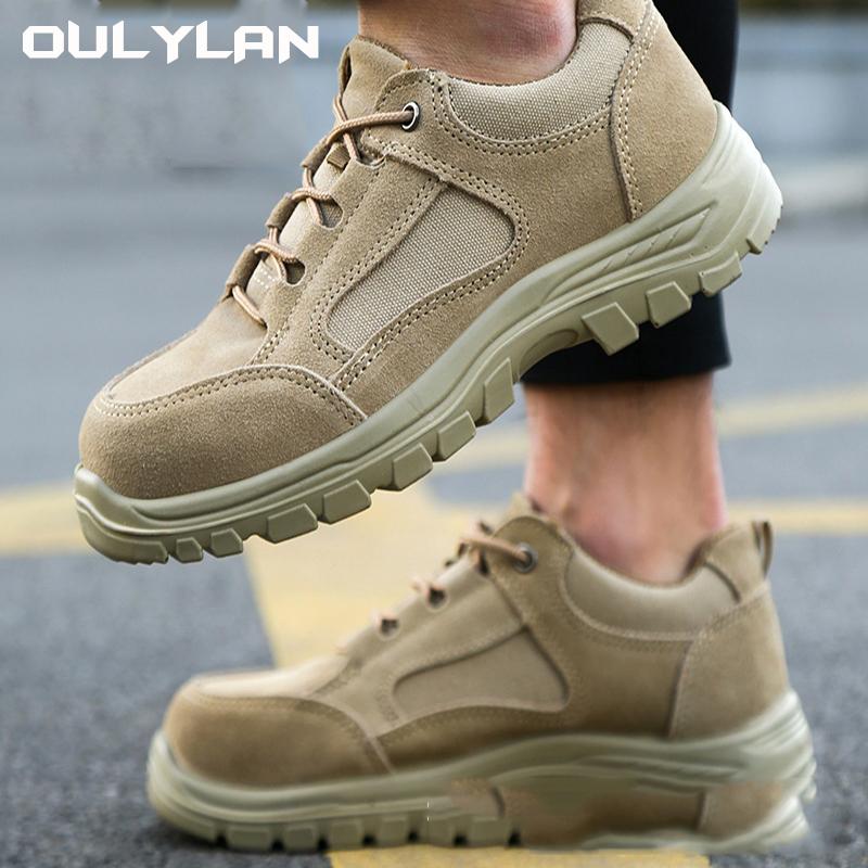 Oulylan Men's Summer FashionSafety Shoes  Durability Lightweight Steel Toe Anti-Puncture Breathable & Stylish Work Shoes