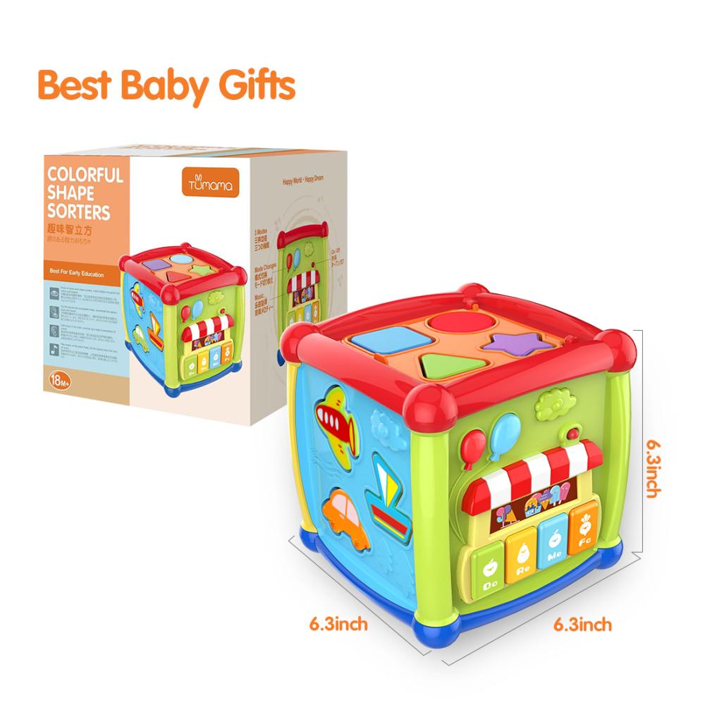 Tumama Multifunctional Musical Toys Toddler Baby Box Music Activity Cube Gear Clock Blocks Toys
