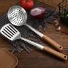 Wooden Handle Wok Spatula 304 Stainless steel spatula cooking Utensils spoon long handle Large Size turner Fried Steak Shovel