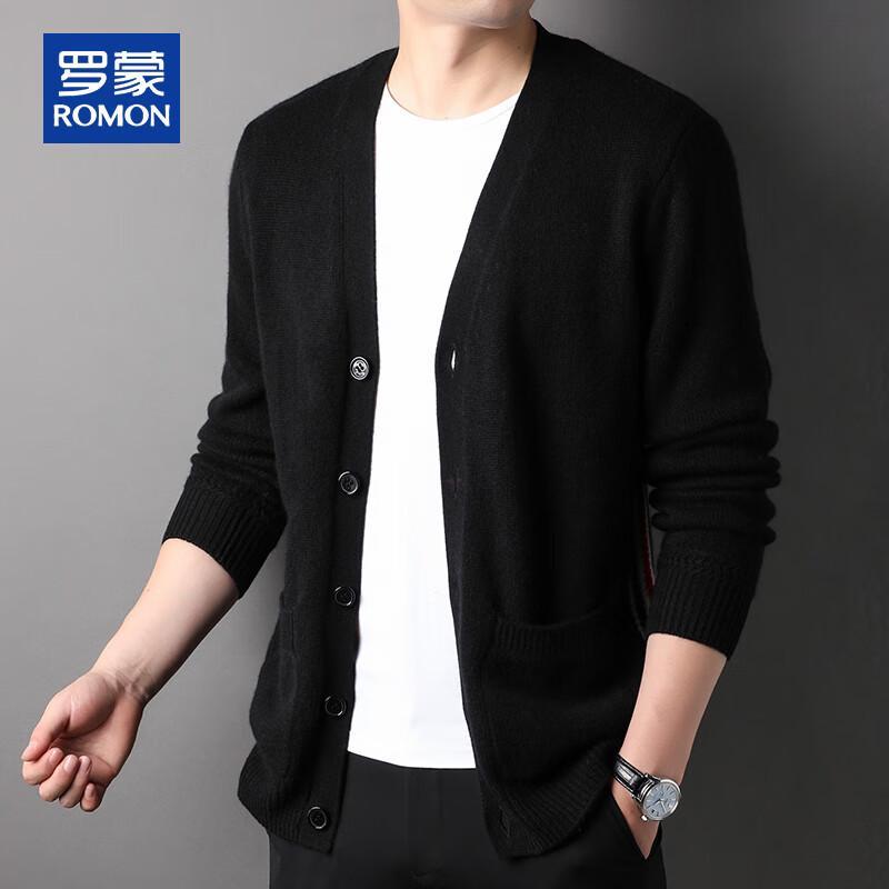 ROMON Men's 100% Pure Cashmere V-Neck Cardigan Sweater