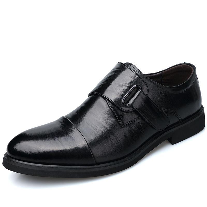 Mode Mode Rindsleder Business Herrenschuhe Frühling Herbst Herren Hochzeitsschuhe Neuer Designer Weiche Sohle Schwarze Lederschuhe Männlich