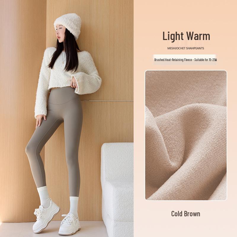 Women's High-Waisted Seamless Fleece Pants with Light Shaping - Antibacterial Base Layer for Autumn/Winter