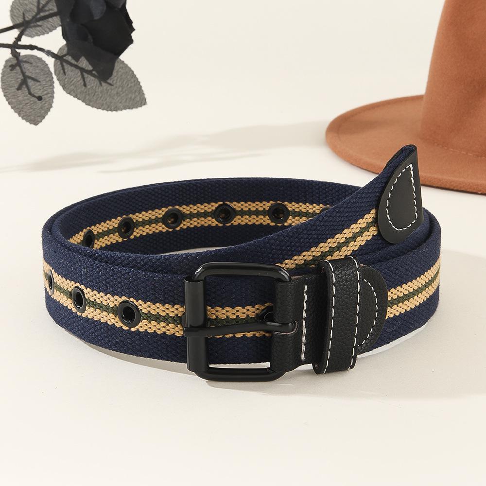

Мужской плетеный ремень из ретро-кожи с пряжкой с одной иглой - Повседневный, универсальный для спортивных штанов 120cm синий