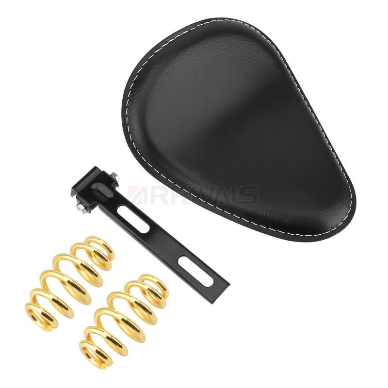Motorrad Leder Sattel Sitz Retro Schwarzes Leder Einzelsitz für Harley Custom Chopper Bobber Honda Yamaha Kawasaki Suzuki