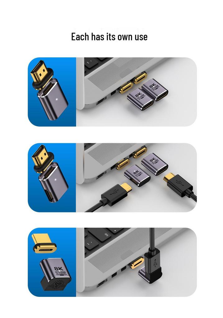 8K60Hz HDMI 2.1 Magnetic Male to Female Adapter with Bi-Directional Transmission for HDTV