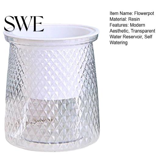 Flower Pot with Water Reservoir Self Watering Plant Flowerpot Drainage Holes And Transparent Container for Plants Indoor Planter Home Office