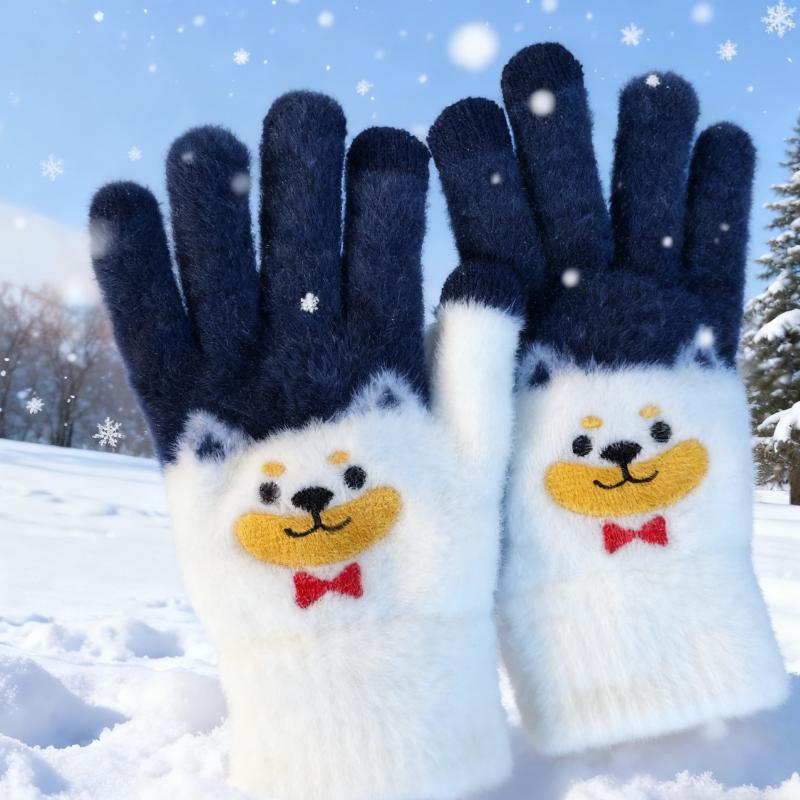 1 Pair of Cute Puppy-Shaped Warm Gloves in Three Colors to Choose From, Winter High-Quality and Adorable Cartoon  Year, Birthday, Unisex Gl