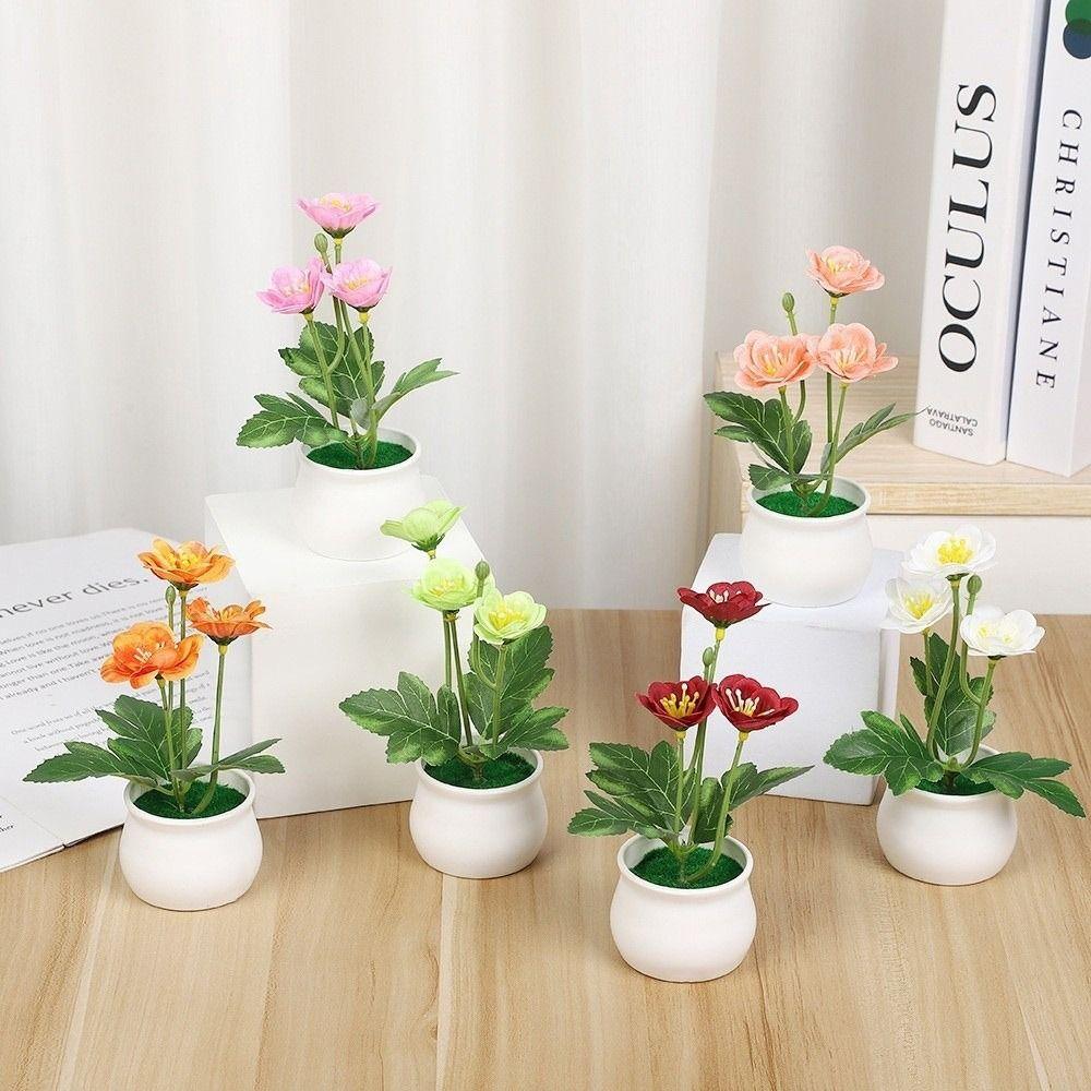 Fleur Artificielle Plante Fleur de Prunier Présentoir de Comptoir Plante Artificielle Fleur en Pot Décoration de Maison