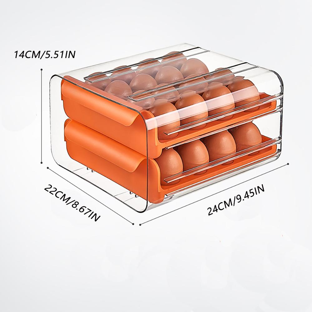 32 Eggs Holder for Refrigerator, Egg Storage Container Organizer Bins with Handles, Stackable Clear Plastic Egg Holder(2 Layer)