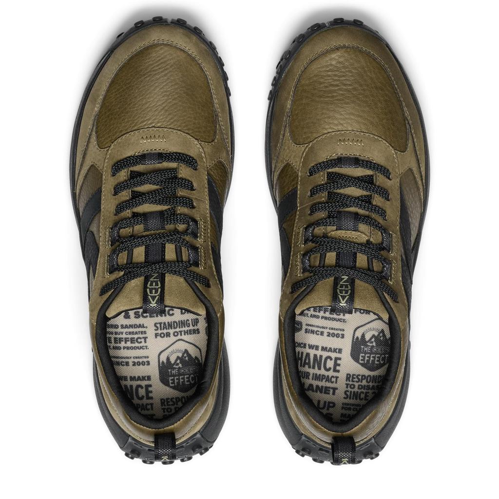 Keen KS86 LEA Leather Dark Size Men's Sneakers, Olive/Black, 27.5cm