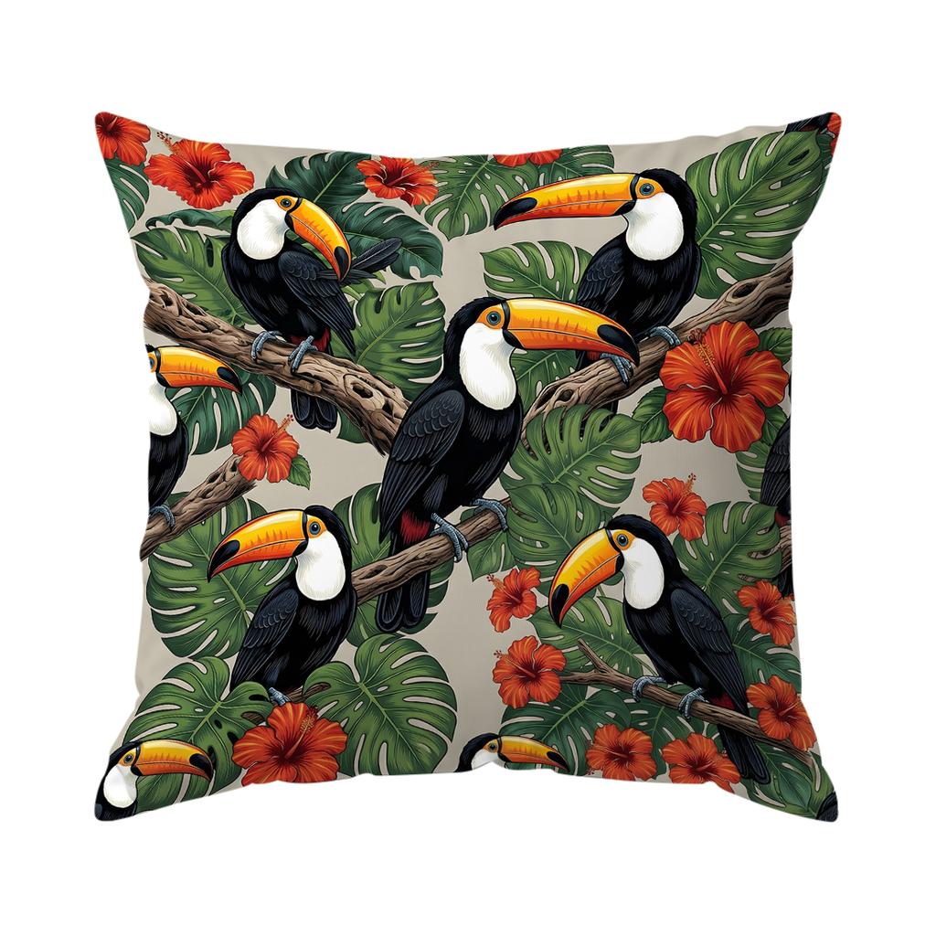1/4pcs Toucan Flower Cushions Pillowcase Polyester Cushion Cover Throw Pillow Pillowcover Home Car Sofa Decor