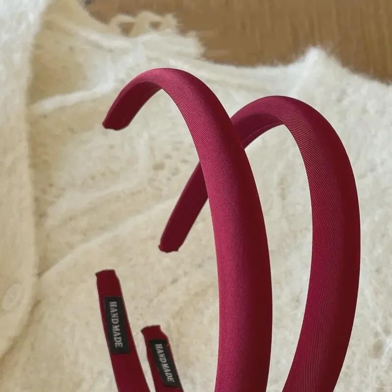 Bentita coreeană retro, roșu de vin, cu craniu înalt - Accesoriu pentru păr de Anul Nou de culoare uni