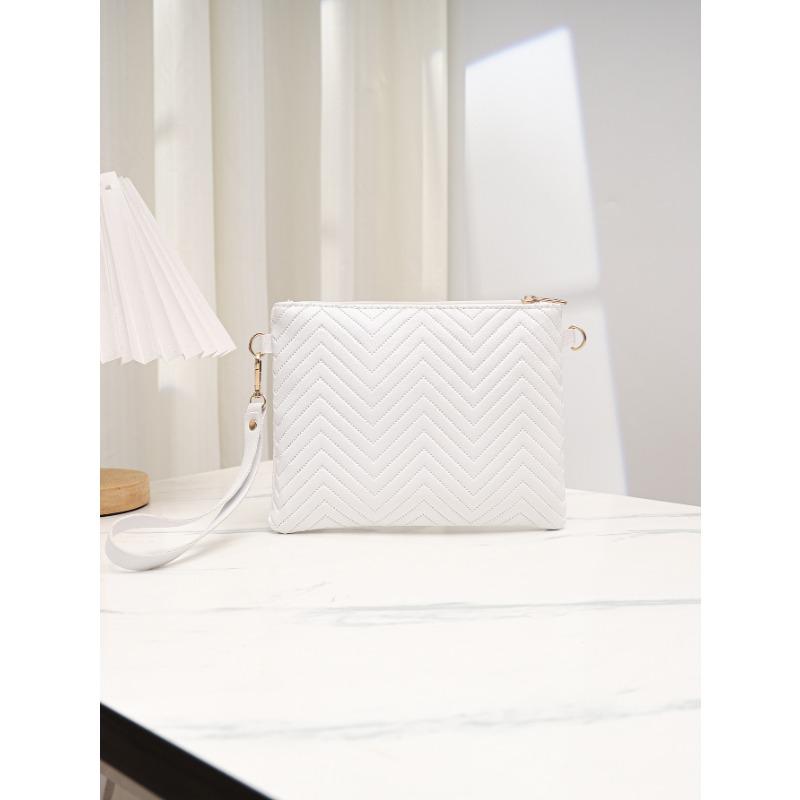 Simple wave solid color high-end quilting embroidery solid color shoulder strap commuter bag women's change bag new model