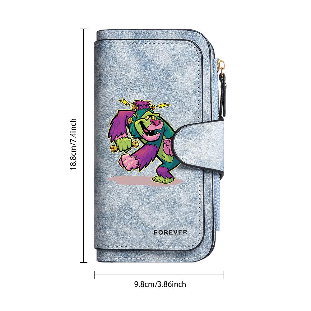 Cute Monster Pattern Wallet Fashion Casual Long Purse Portable Functional Card Holder Trendy Daily Use Bag