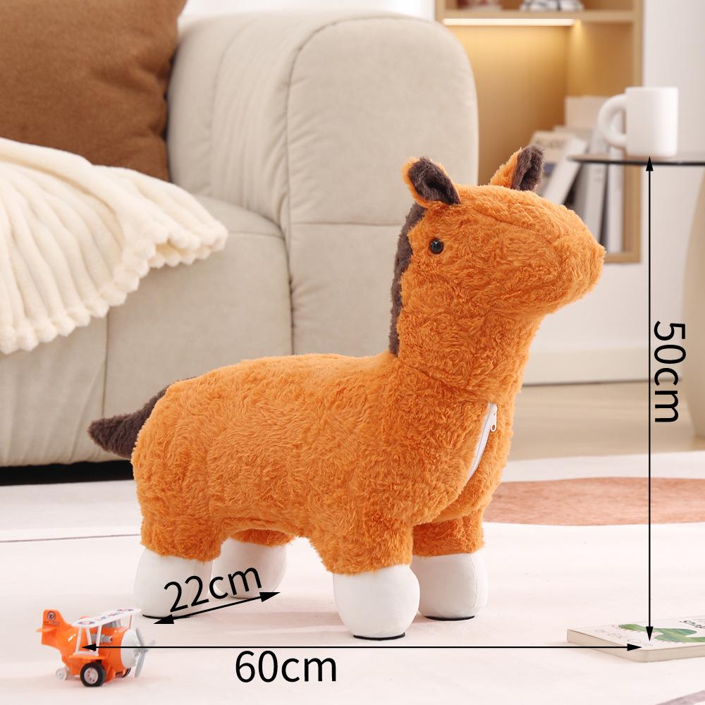 Plush Pony Ride-On Footrest Kids Stuffed Animal Stool Living Room Sofas and Seating Childrens Furnitures Home Living Room Decor 31690₽