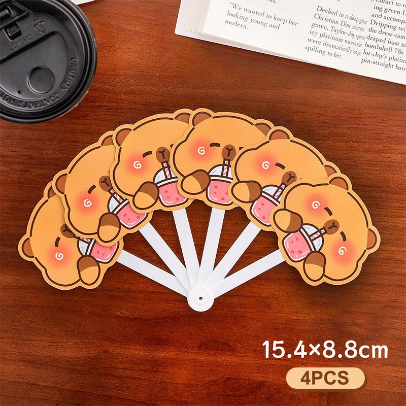 

ZZ-4 шт. Милый мультяшный капибара складной веер летний портативный мини-вентилятор для охлаждения студенты ручной веер каваи детские веера подарки