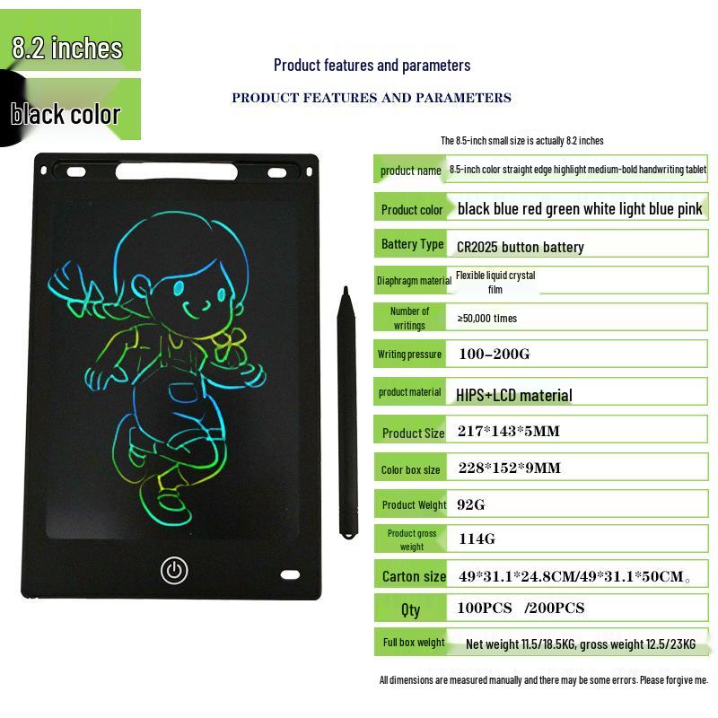 Kids' LCD Drawing Tablet - 6.5/8.5/10/12 Inch with One-Click Clear Screen