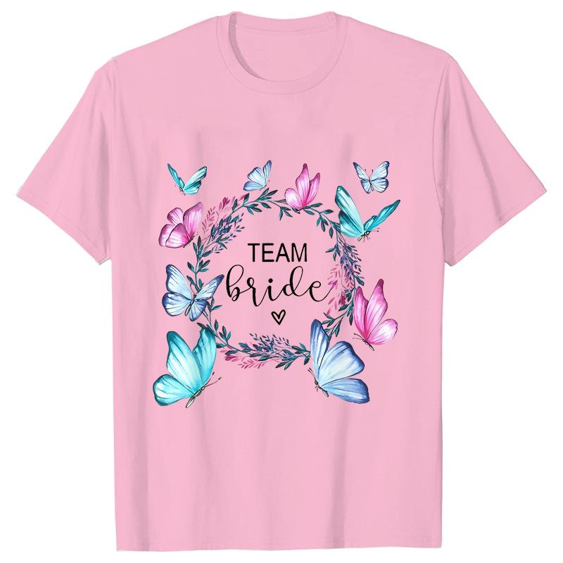 Fashion Bridal Wedding Party T-shirt Team Bride Bridesmaid Shirts Unisex’s Bachelorette Single Farewell Party Flower Wreath Tees