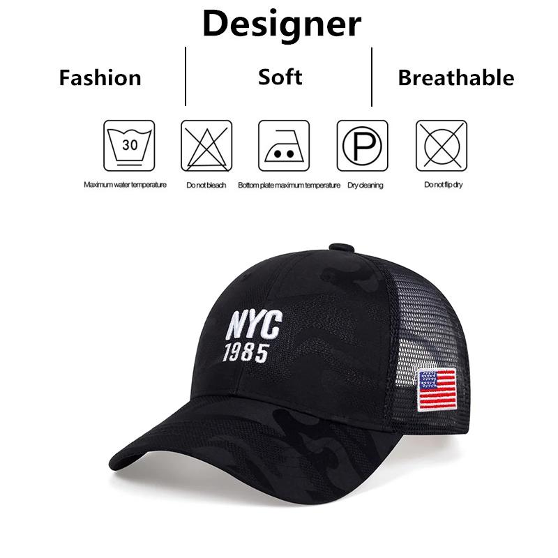 Black Camouflage Nyc1985 Embroidery Baseball Net Caps Spring And Summer Outdoor Adjustable Casual Hats Sunscreen Hat