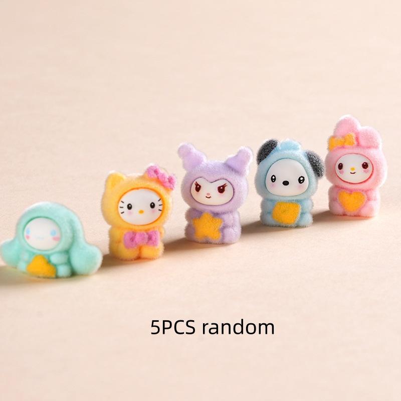 

5/10PCS New flocking cartoon DIY resin jewelry accessories, car ornaments, cute decorations