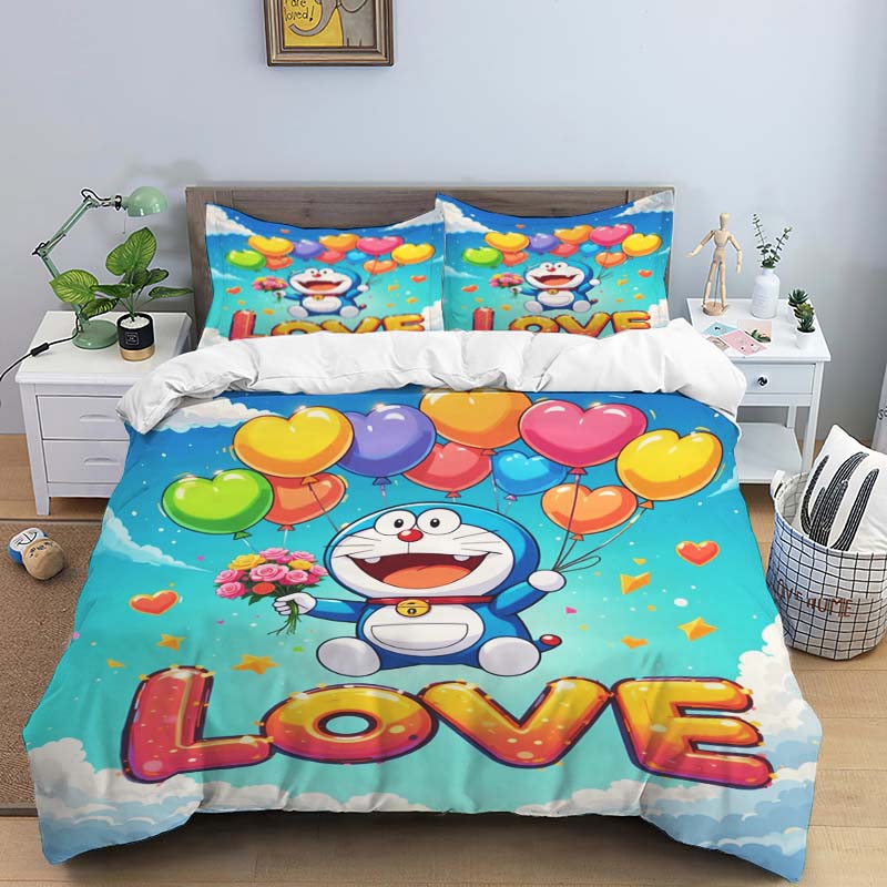 3D Kreslený Doraemon Digitálně Tištěné Povlečení, Povlak na Peřinu, Povlak na Polštář, Ložní Prádlo, Sváteční Dárek