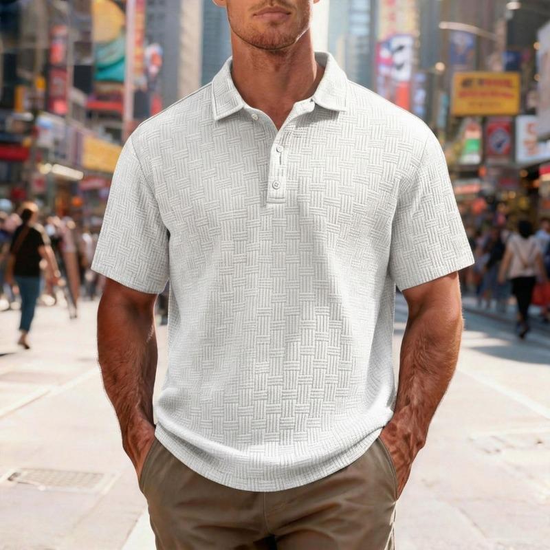 Men's Summer Personalized Jacquard POLO Shirt Button Men's Casual Sports Polo Shirt