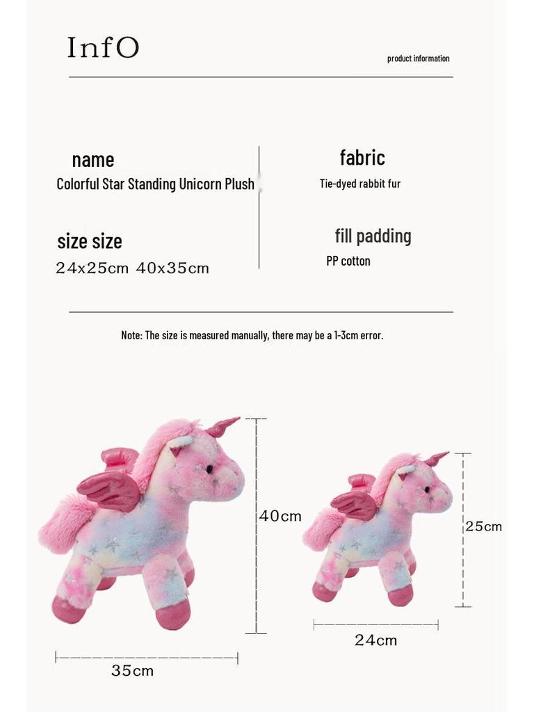 Colorful Star Unicorn Plush Toy Doll Pillow Gift for Girls