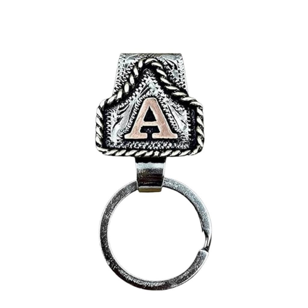 Western Cowboy Letter Keychain, Vintage Handmade Letter  Initial Keychain Clip, Personality Metal Key Chain For Belt