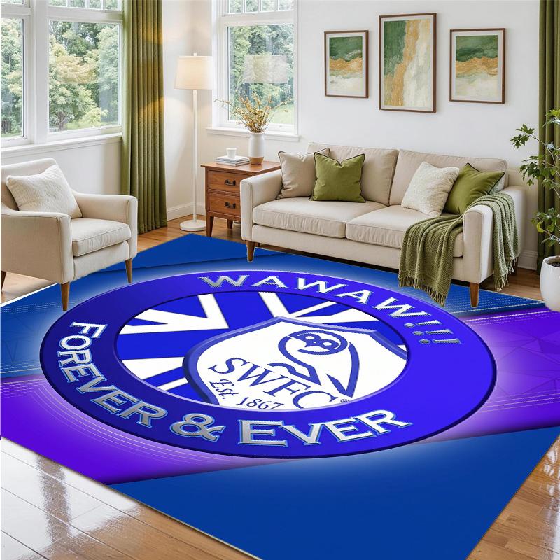 Sheffield Wednesday Design Crystal Velvet Rug Soft Decorative Mat for Bedroom Entrance