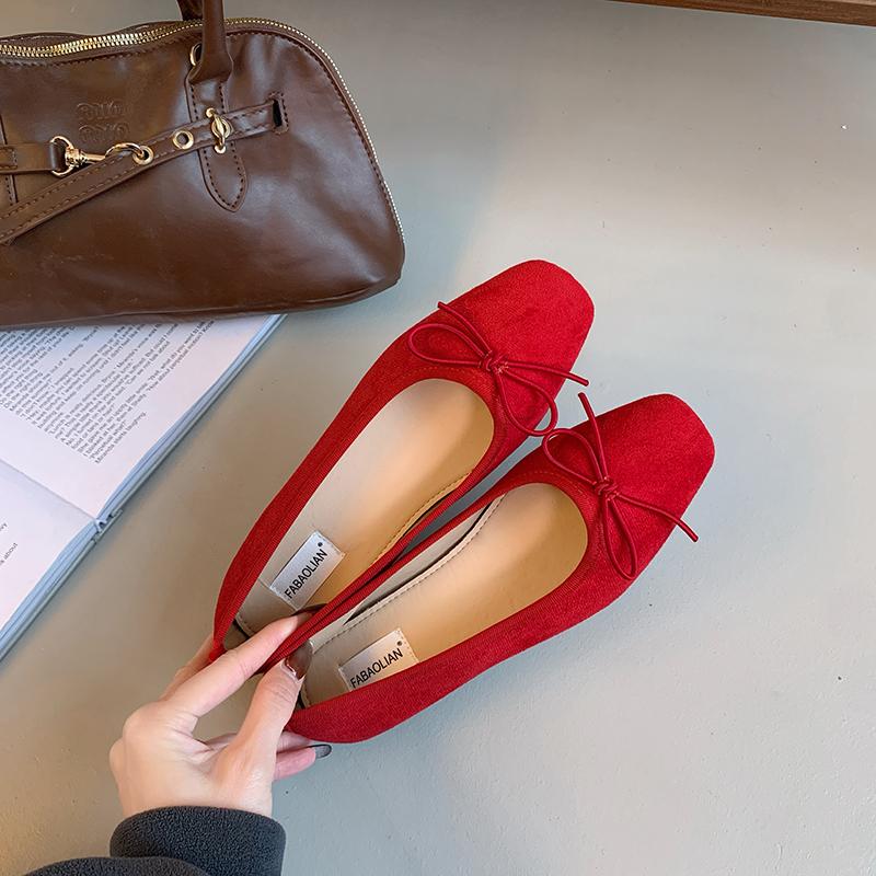 

2025 Женские лоферы Балетки Женские Классические С Круглым Носком С Бантом Балетки Женские Элегантные С Ремешком и Пряжкой Мэри Джейн 35 красный