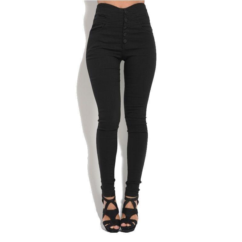Comfortable Women Fashion Elastic Pants With Large Size And Sexy Button Leggings