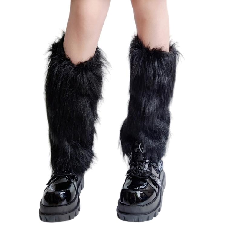 Thermal Plush Leg Warmers Windproof Cold Protection Casual Formal Outfit Furry Boot Covers Footless Socks for Women
