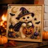 Creative Gifts for Cat Lovers Halloween Witch Hat DIY 3D Pearl Painting Kit with Frame, Hand-Pasted Art Craft Adults, Relaxing Handcrafted Living Room