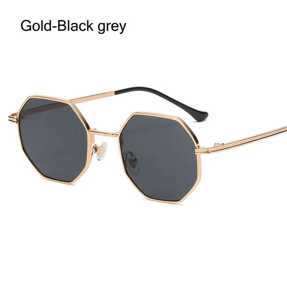 Polygon Metalen Zonnebril Vintage Montuur Voor Vrouwen Zonnebril Mannen Luxe Ontwerp Zonnebrillen Vrouwen Spiegeltje Gafas De Sol Uv400